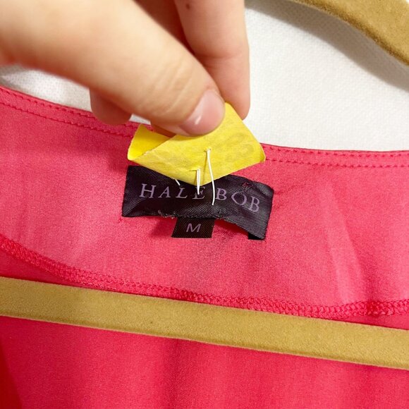 Hale Bob Pink Silk Beaded Batwing Blouse V-Neck Tropical Size Medium - Picture 4 of 7